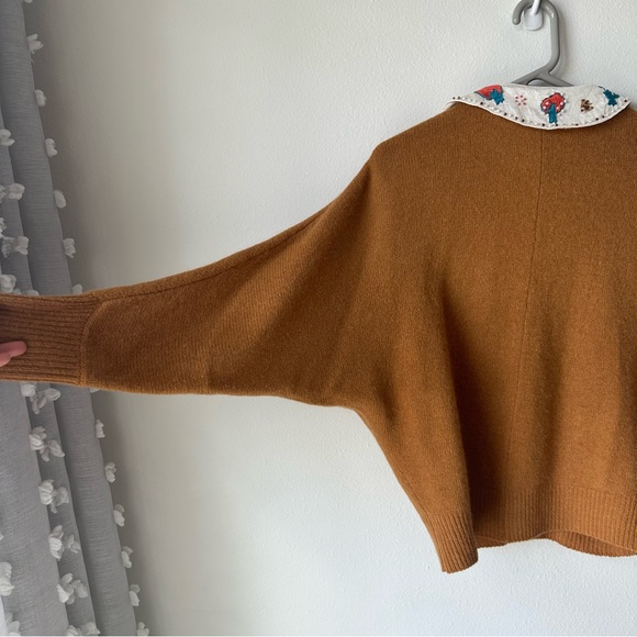 Japanese brand embroidered and beaded collar knit cardigan russet color Size S - Picture 5 of 13